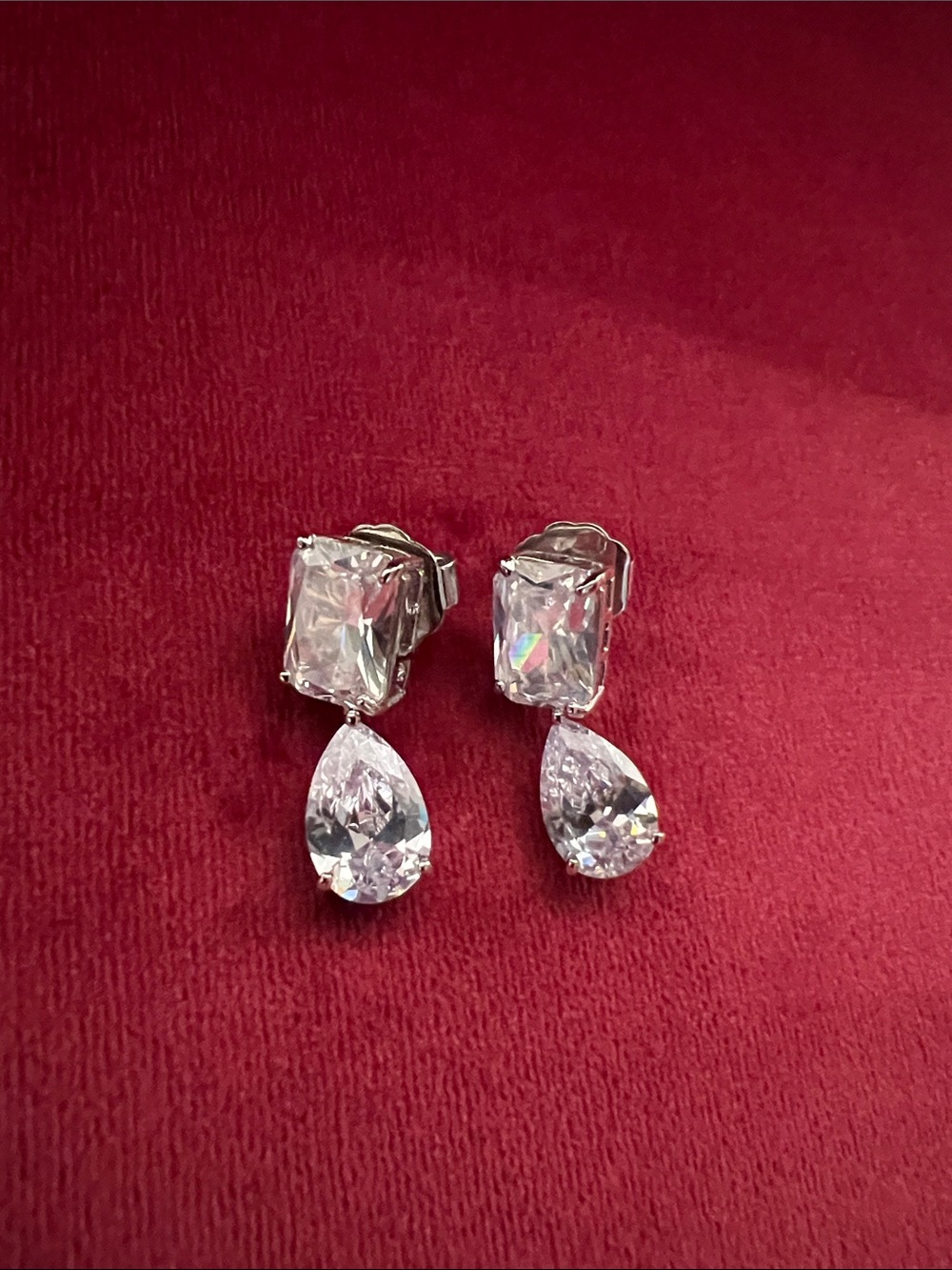 Kenneth Lane - CZ drop silver earrings
